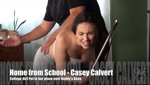 Home from School - College Girl put in her place over Daddy's Knee - Casey Calvert - 720p