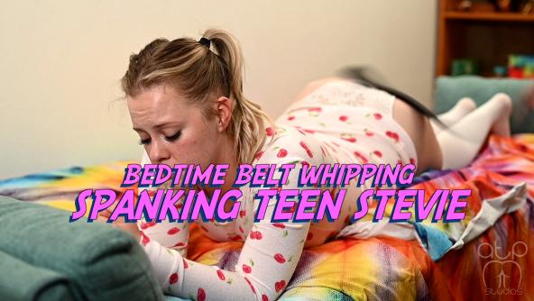 Spanking Teen Stevie - Bedtime Belt Whipping - 1080p