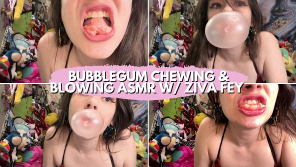 HD/ Ziva Fey - Bubblegum Blowing ASMR 10 Minute CLIP