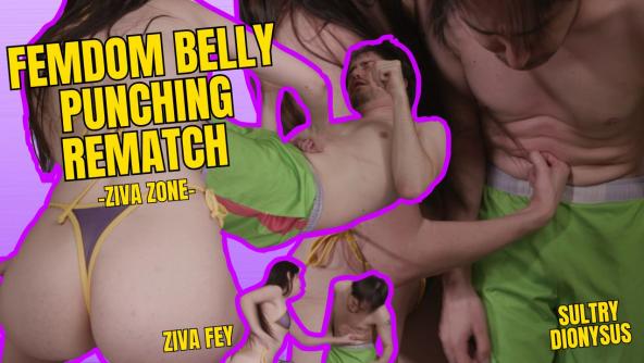 4K/ Ziva Fey - Femdom Belly Punching Rematch With Sultry Dionysus