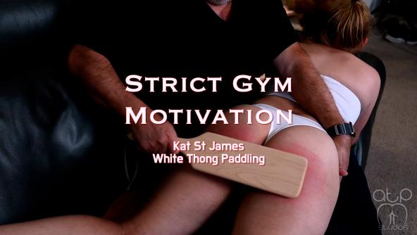 Strict Gym Motivation - White Thong Paddling OTK Kat St James - 1080p
