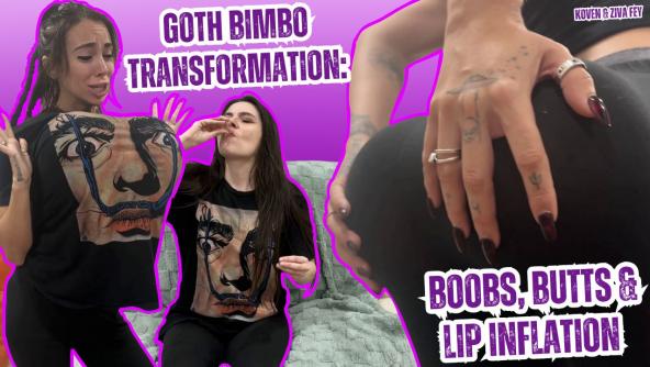 4K/ Ziva Fey - Goth Bimbo Transformation: Boobs, Butts And Lip Inflation