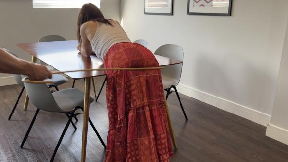 Maxi Dress Rascal - Kinia has earned herself a spanking and for her cheek, she also gets the cane.
